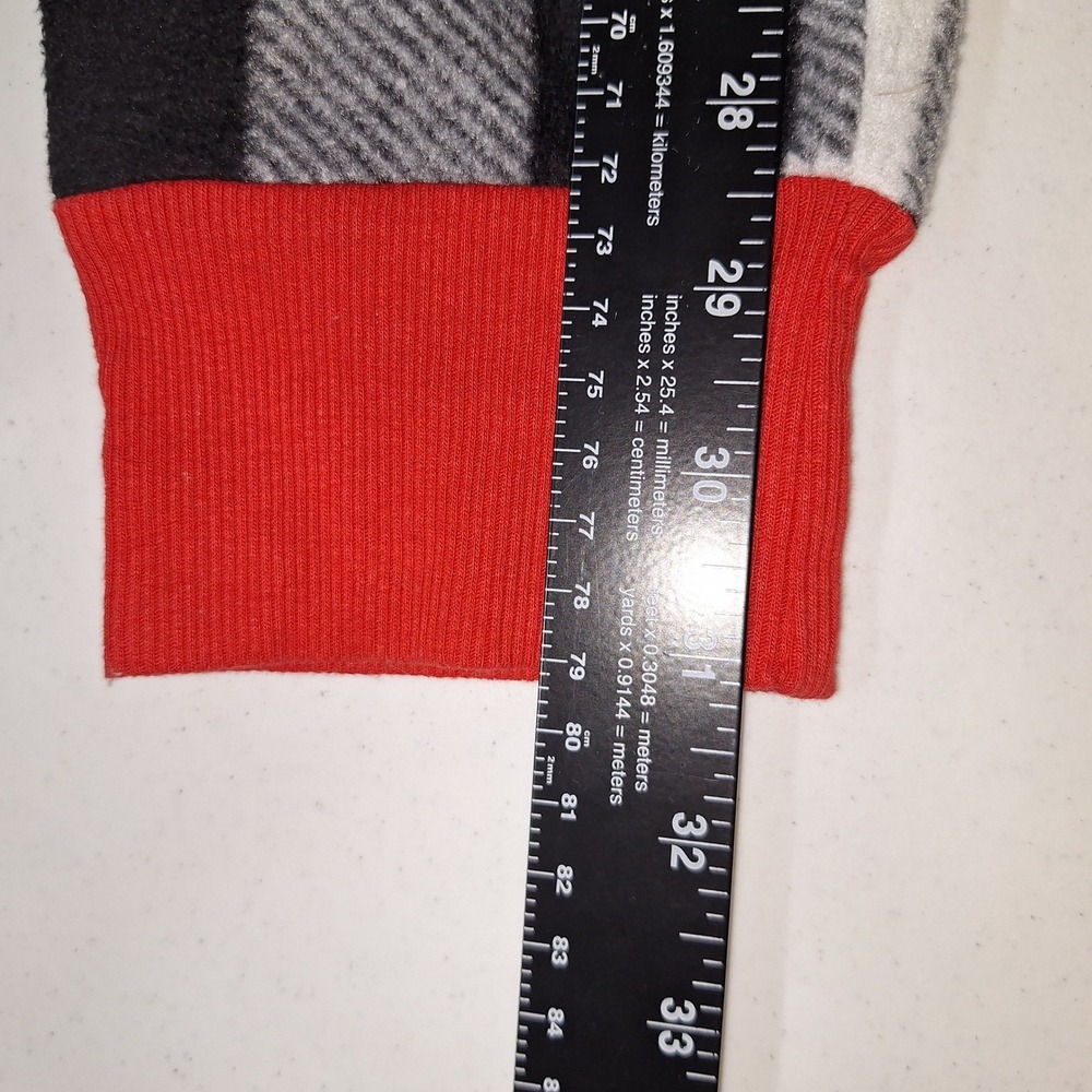 Buffalo Plaid Fleece Pajama Pants Black White Red Cuffs Size M Lumberjack - Picture 6 of 10